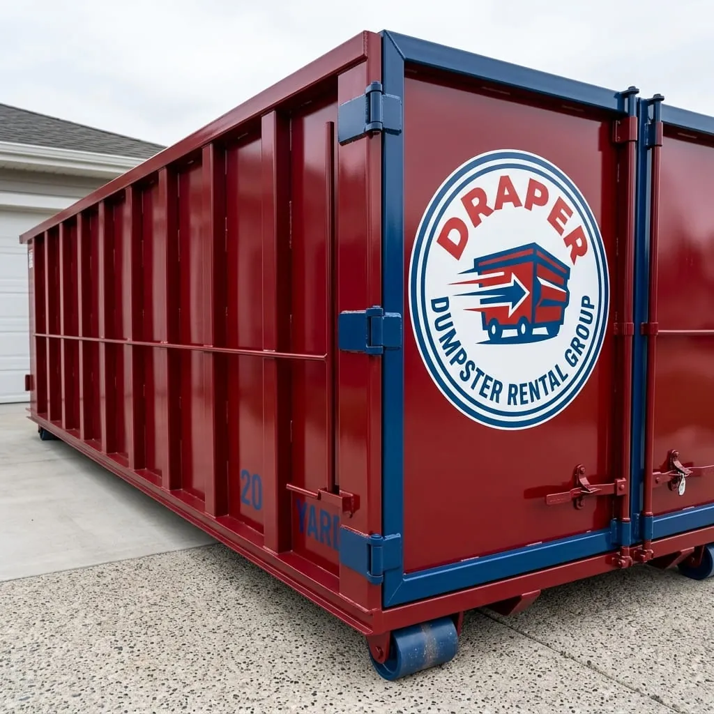 Roll-off container positioned for a roof tear-off